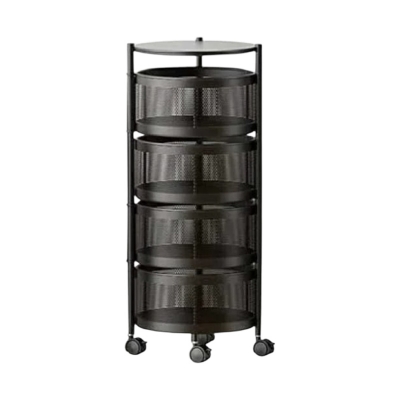 Picture of Premium 4-Layer Round Rotating Kitchen Storage Rack - Multi-Layer Kitchen Organizer with Wheels