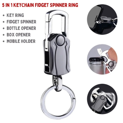 Picture of 5-in-1 Heavy Duty Key Chain Fidget Spinner Rotatable Keyring