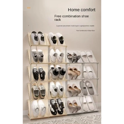 Picture of 5 Layer Vertical Shoe Rack Space Saving Cabinet With Strong Load Bearing Stainless Steel Stand(White)