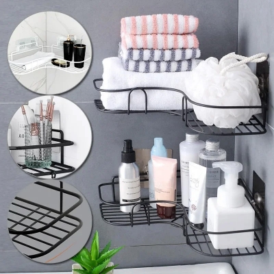 Picture of 1Pcs Stainless Steel Bathroom Corner Shelf(Black)
