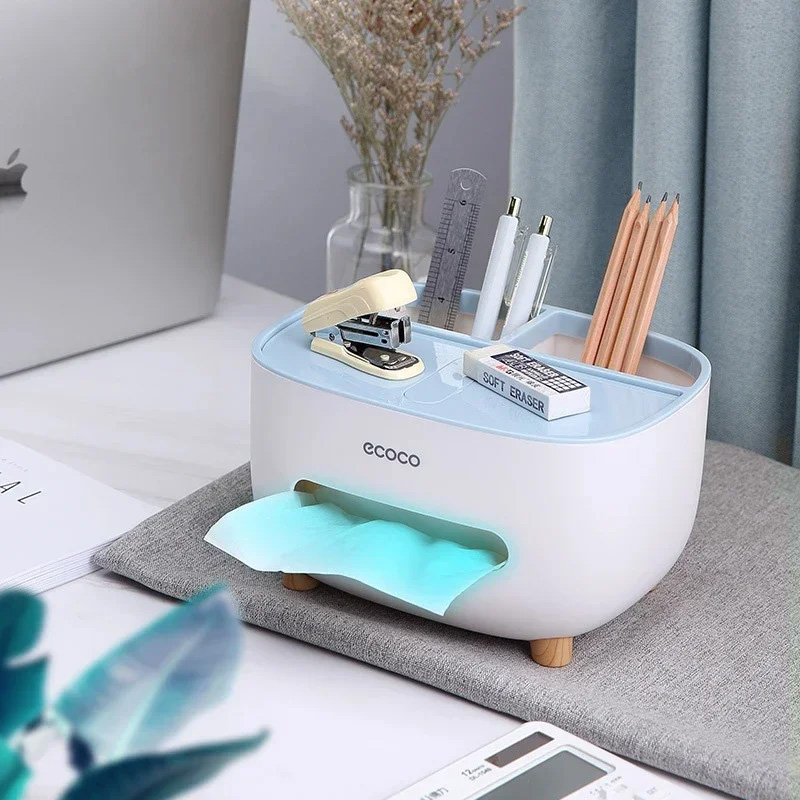 Picture of Smart Tissue Box Organizer – Multi-Compartment Desk Organizer with Built-in Phone Stand