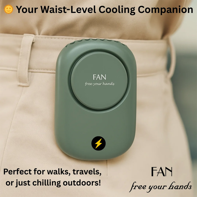 Picture of img Portable Waist Hanging Fan Mini Neck Fans with Adjustable Bladeless USB Rechargeable Sports Cooling Fan