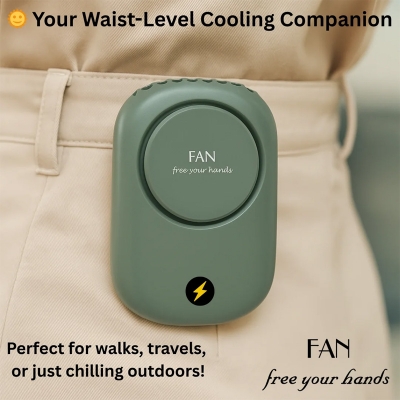 Picture of img Portable Waist Hanging Fan Mini Neck Fans with Adjustable Bladeless USB Rechargeable Sports Cooling Fan