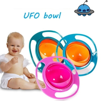 Picture of Magic Gyro Bowl 360 Degree Rotate Spill-Proof Bowls with Lid Plastic Creative Dishes Practice Feeding Bowls