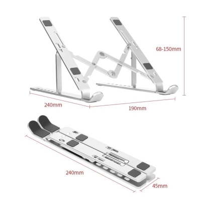 Picture of Aluminum Alloy Adjustable Portable Folding Notebook Stand Foldable Laptop Stand