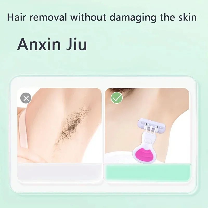 Picture of Pink 6-Layer Lady Portable Shaver Travel Set Mini Razor Hair Removal Tool Shell Soap Travel