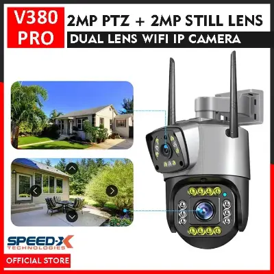 Picture of Speed-X IP Camera Wifi Wireless 2mp + 2mp HD Dual Lens PTZ + Still CCTV Surveillance Outdoor Wifi Camera