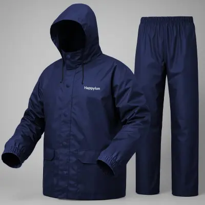 Picture of 100% Water proof High quality Rain Coat With Pant. (Happylon) Blue