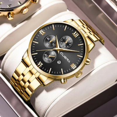 Picture of CUENA 6008 Stainless Steel chronograph Analog luminous Men’s Watch- Gold Black