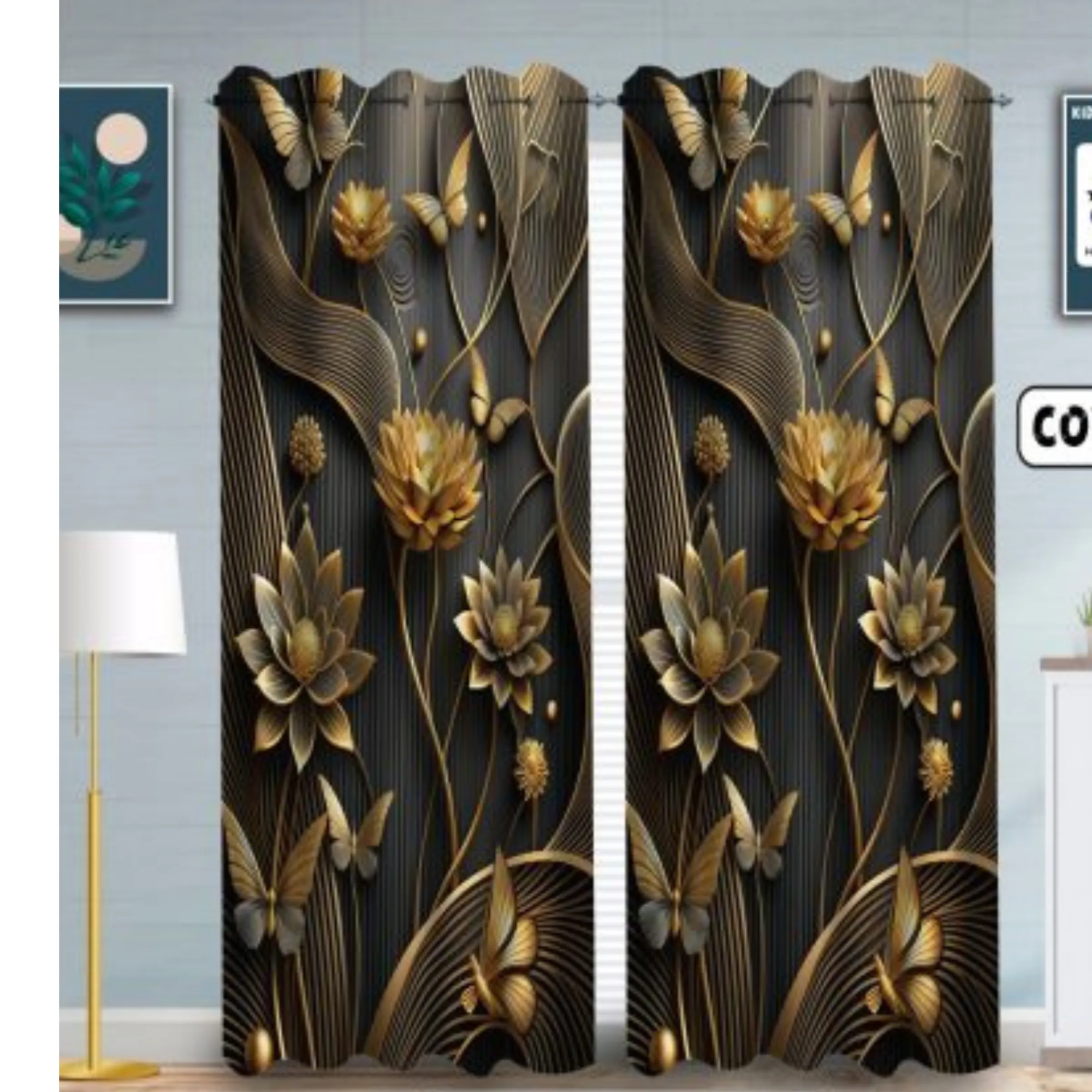 Picture of 2 Piece 3D Print Premium curtain