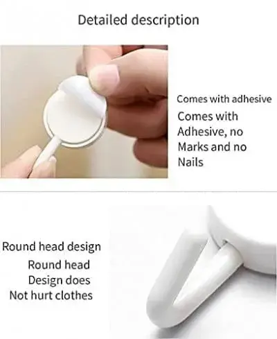 Picture of 20 pcs Wall Hanging Hooks, Punch Free Hook for kitchen, bedroom or any tipe of accessories