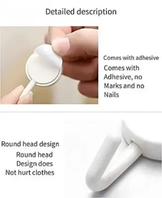 Picture of 20 pcs Wall Hanging Hooks, Punch Free Hook for kitchen, bedroom or any tipe of accessories