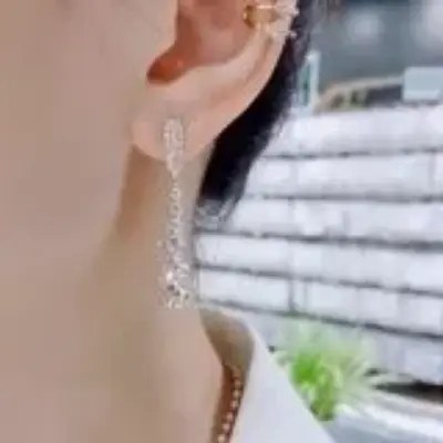 Picture of 2023 New Inlaid Zircon Long Tassel Gold Colour Earrings For Women