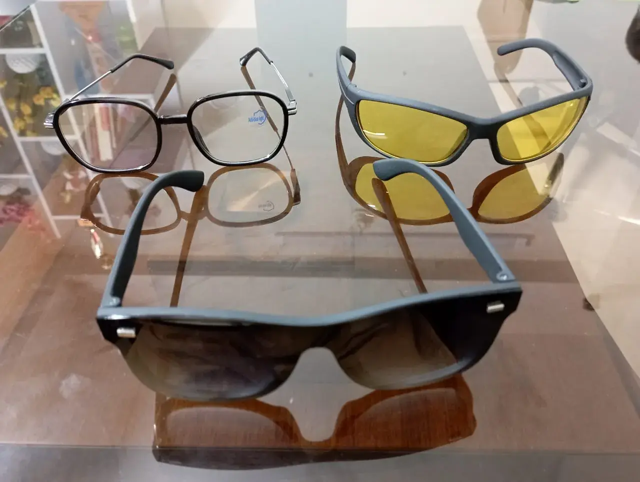 Picture of 3 Glasses Combo Package - Stylish White Glasses & Black Glasses & Night Vision Sunglasses - 3 in One