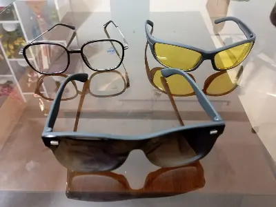 Picture of 3 Glasses Combo Package - Stylish White Glasses & Black Glasses & Night Vision Sunglasses - 3 in One