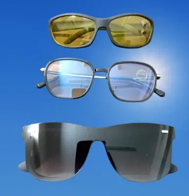 Picture of 3 Glasses Combo Package - Stylish White Glasses & Black Glasses & Night Vision Sunglasses - 3 in One