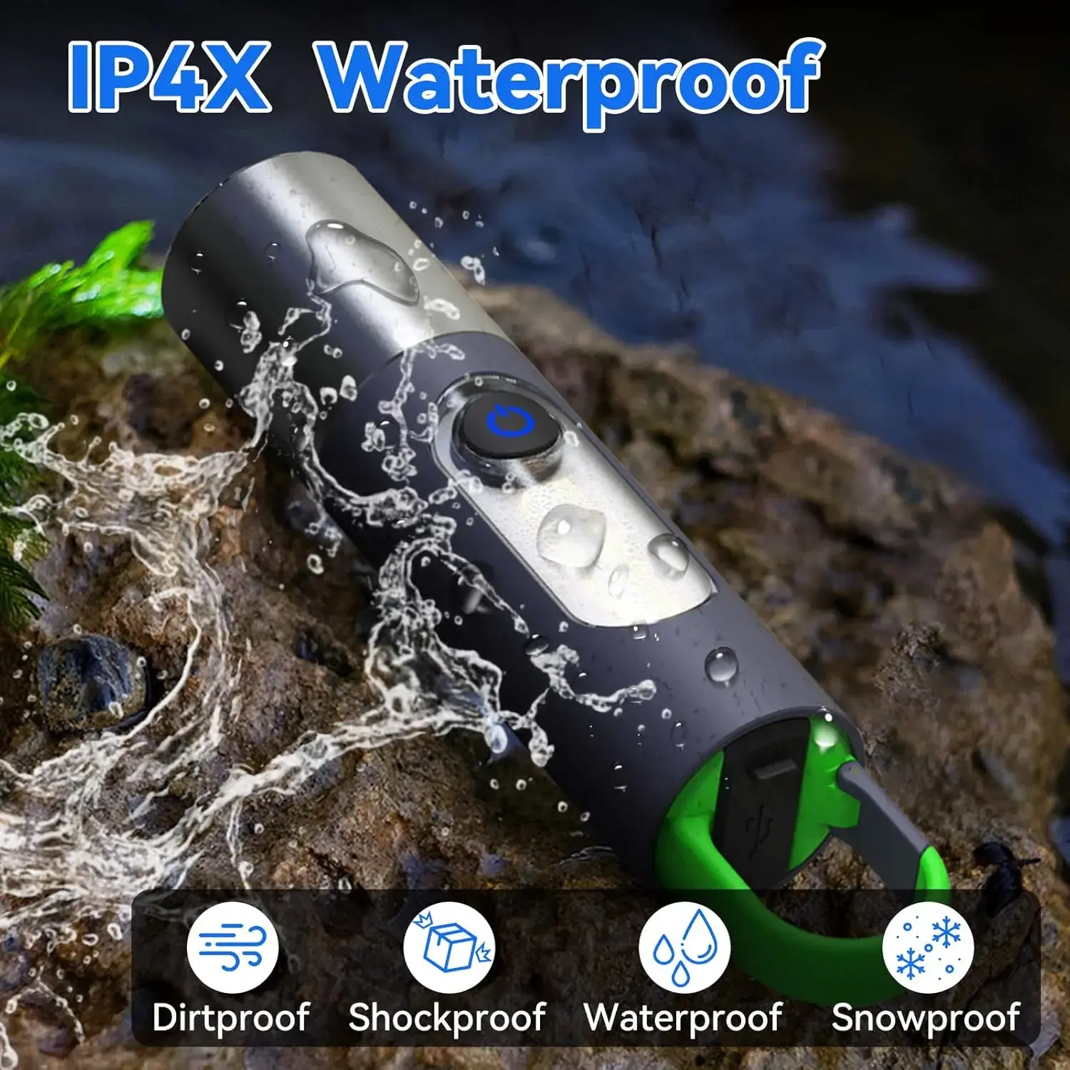 Picture of ALLYES LED Rechargeable Flashlight (Zoomable, 4 Modes, Tactical, IP65 Waterproof, Type‑C)