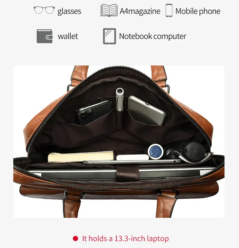 Picture of Amsburg Laptop Leather Bag(Black)