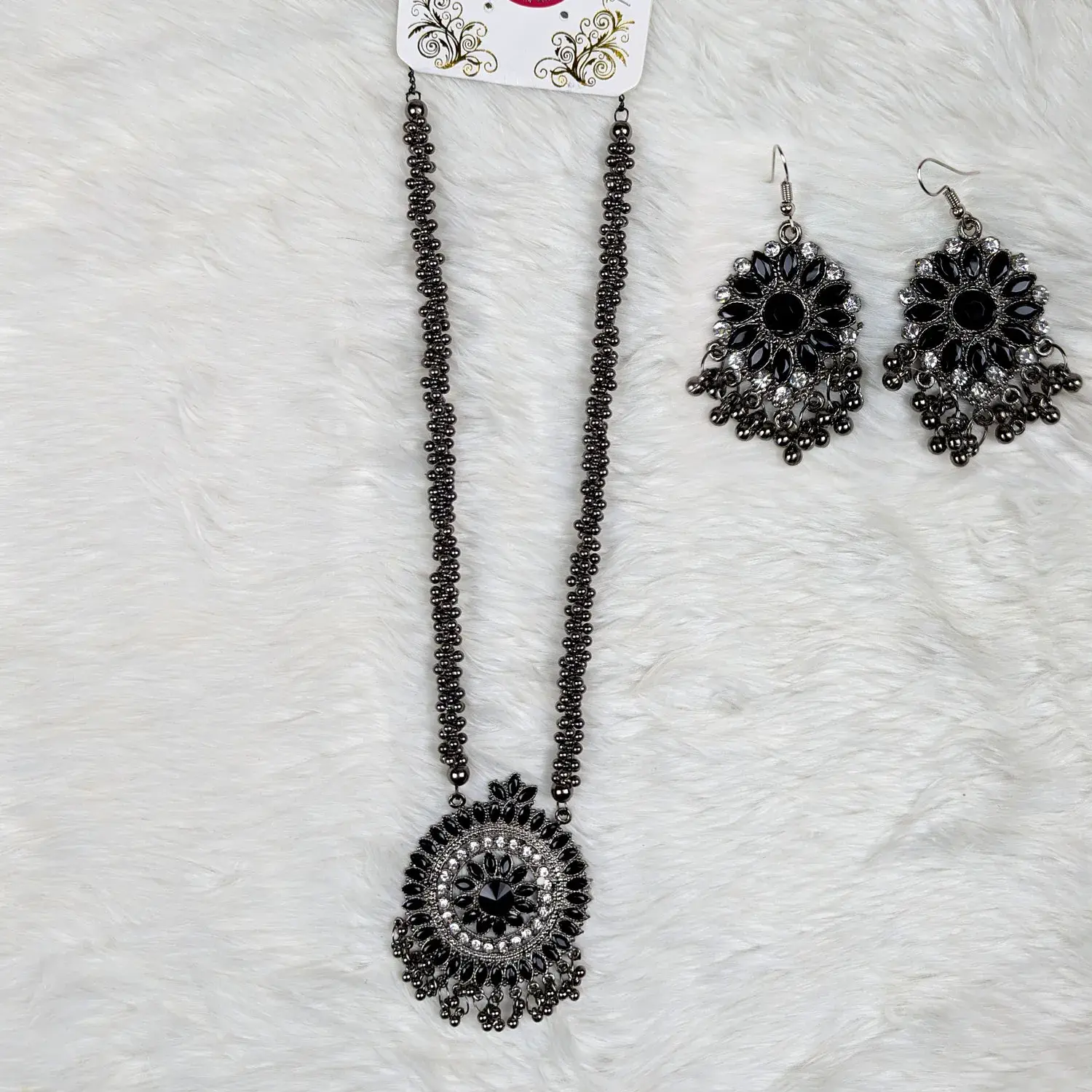 Picture of Antique Oxidized Necklace & Earrings Set – (Multiple Colors Available)