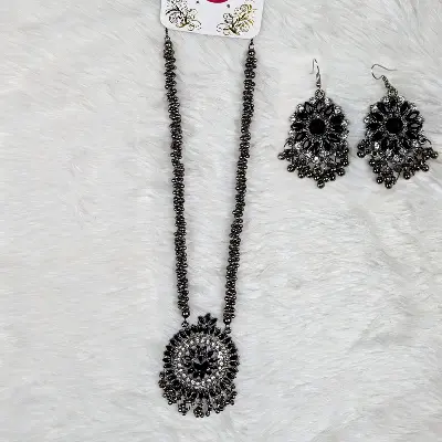 Picture of Antique Oxidized Necklace & Earrings Set – (Multiple Colors Available)