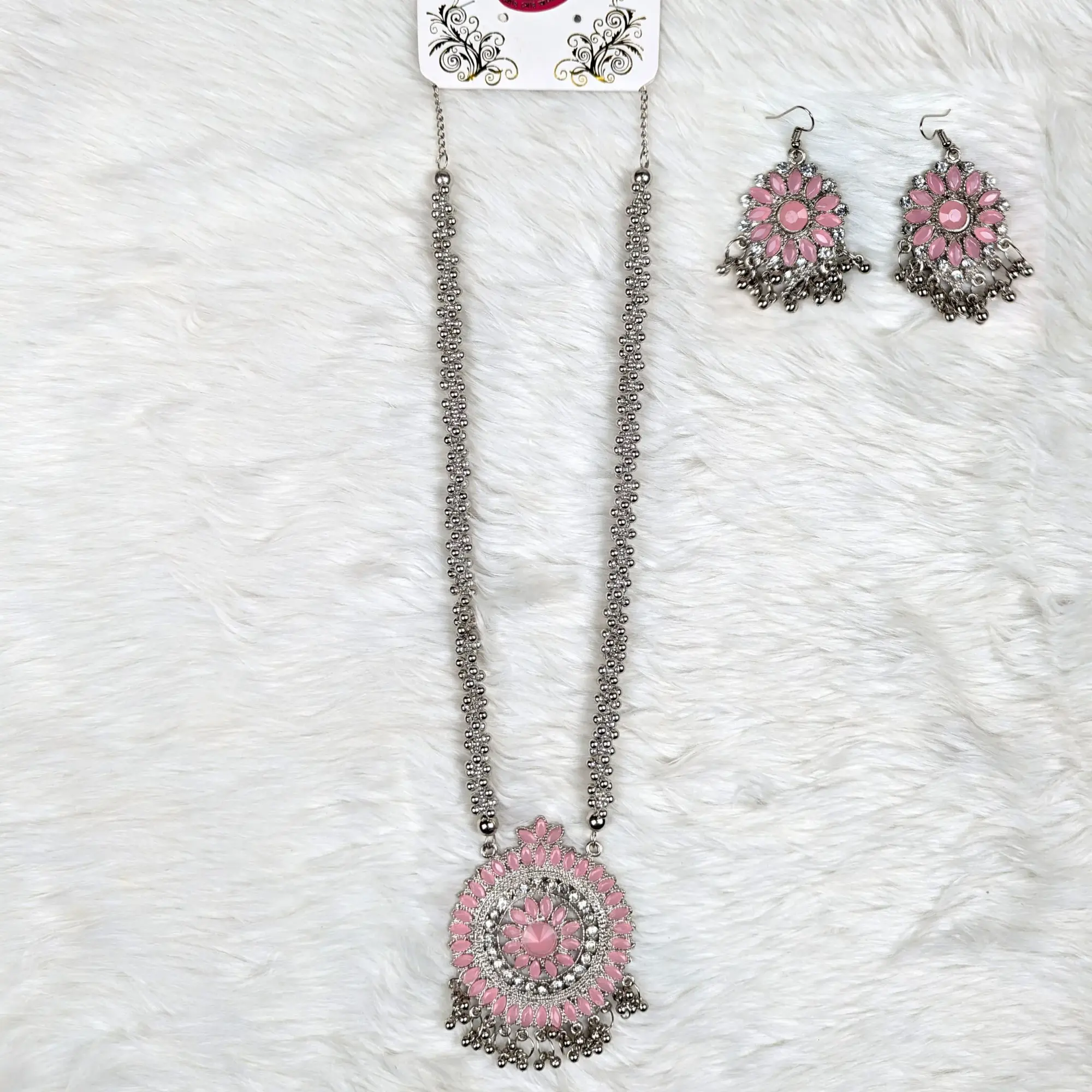 Picture of Antique Oxidized Necklace & Earrings Set – (Multiple Colors Available)