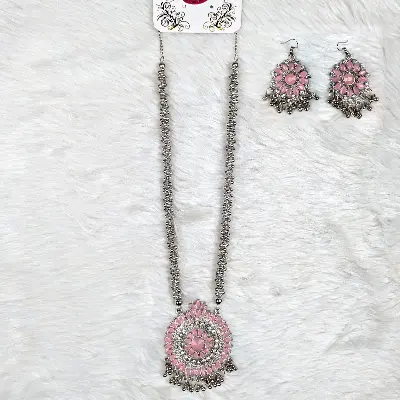 Picture of Antique Oxidized Necklace & Earrings Set – (Multiple Colors Available)