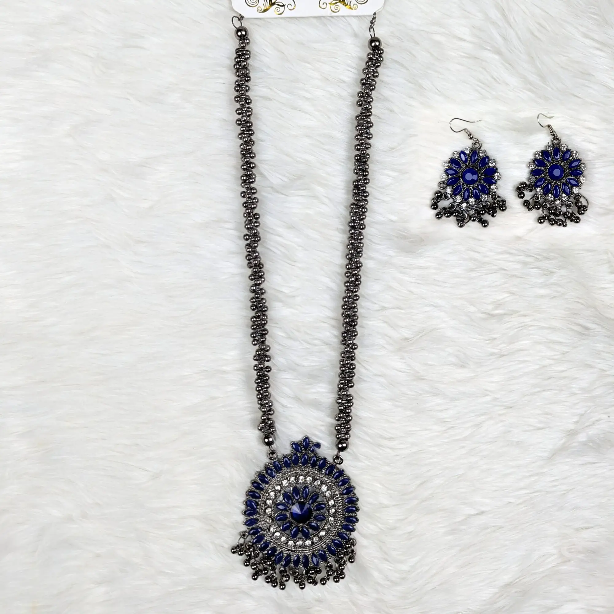 Picture of Antique Oxidized Necklace & Earrings Set – (Multiple Colors Available)