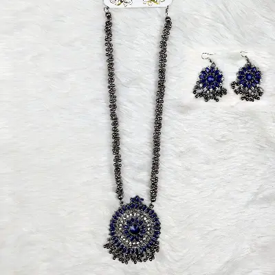 Picture of Antique Oxidized Necklace & Earrings Set – (Multiple Colors Available)