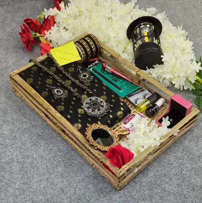 Picture of Premium Half Silk Jamdani Saree Combo Set - Black