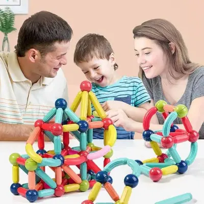Picture of Big Size Magnetic Building Blocks Kid Toy Set Montessori Educational Magnetic Stick Building Bricks Construction Funny Toy Gift