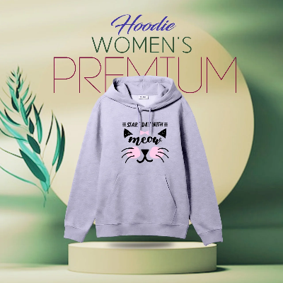 Picture of Premium Comfortable (Meow- Light Purple) Ladies winter hoodie