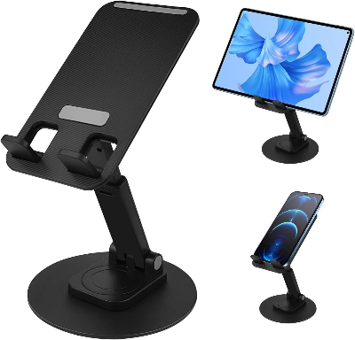 Picture of DOLPHY Adjustable & Foldable Phone/Tablet Holder | 360 Degree Metal Mobile Stand for Bed, Office Table, Desk & Home, PC, Smartphone & Tablets