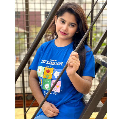 Picture of DTF Printed ladies  T shirt | Half Sleeve Plain | Regular Fit Ladies T Shirt for Women & Girls |