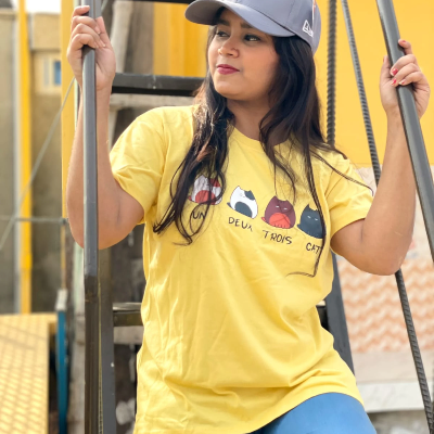 Picture of DTF Printed ladies  T shirt | Half Sleeve Plain | Regular Fit Ladies T Shirt for Women & Girls |