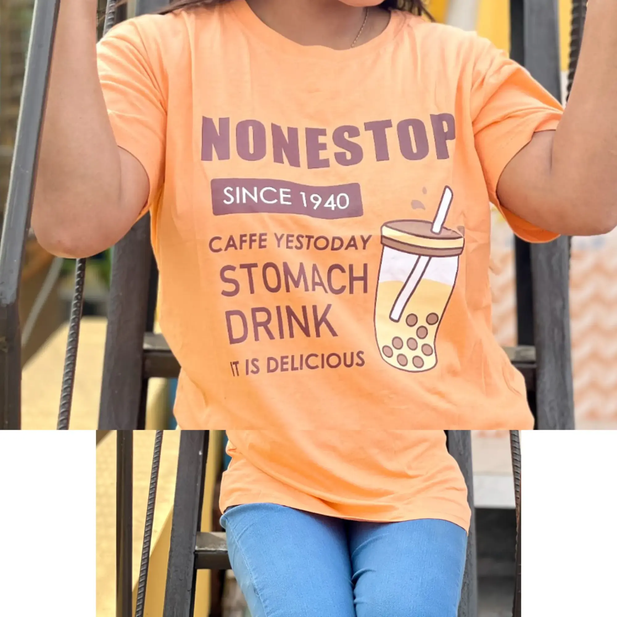 Picture of DTF Printed ladies T shirt | Half Sleeve Plain | Regular Fit Ladies T Shirt for Women & Girls |