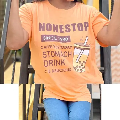 Picture of DTF Printed ladies T shirt | Half Sleeve Plain | Regular Fit Ladies T Shirt for Women & Girls |