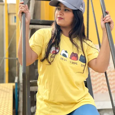 Picture of DTF Printed ladies T shirt | Half Sleeve Plain | Regular Fit Ladies T Shirt for Women & Girls |