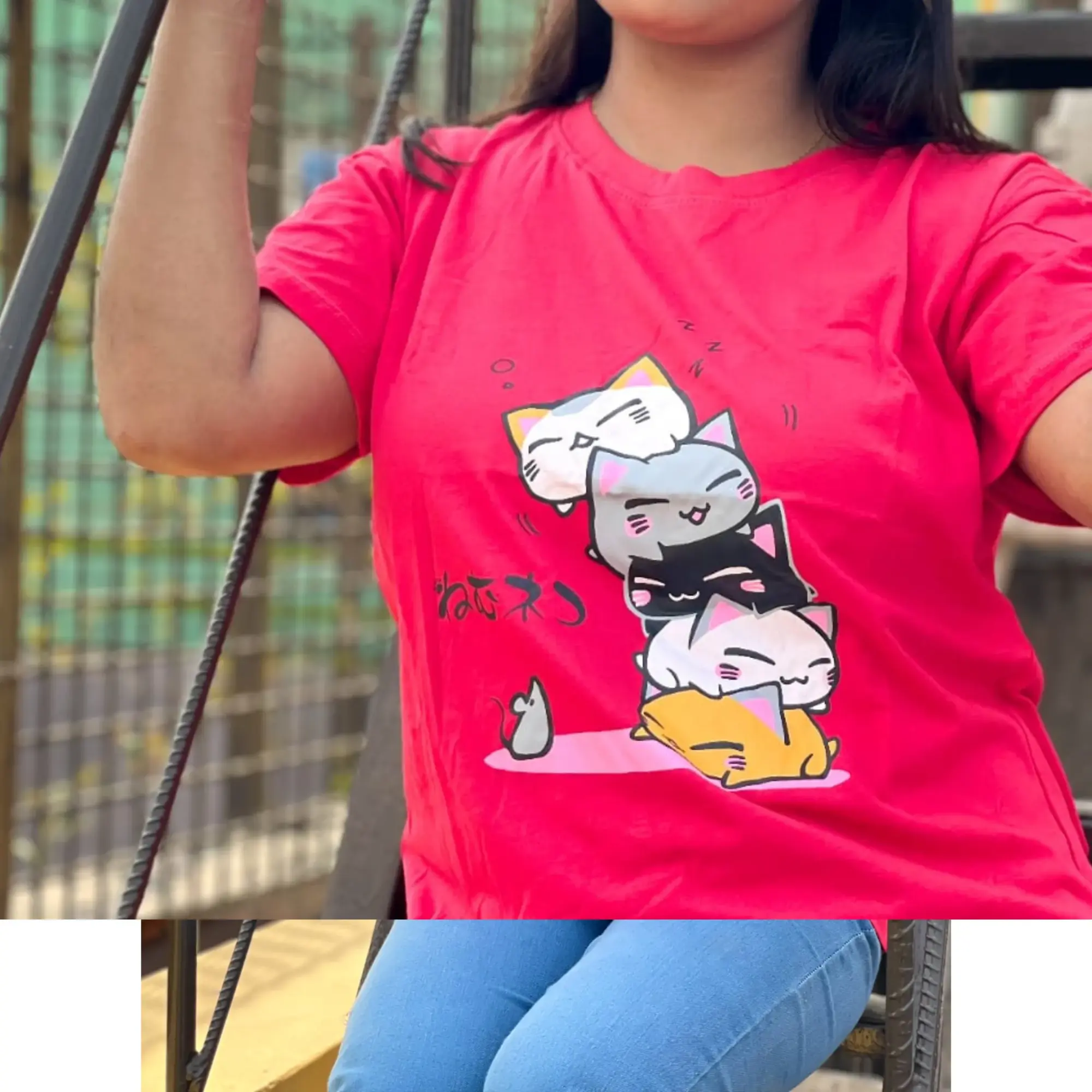 Picture of DTF Printed ladies T shirt | Half Sleeve Plain | Regular Fit Ladies T Shirt for Women & Girls |