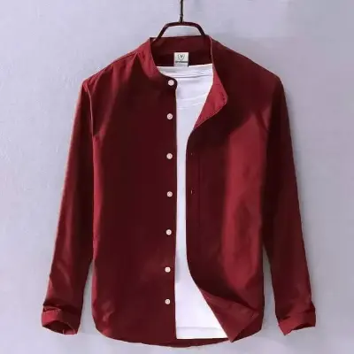 Picture of Men's Solid Colour Ban color Shirt  (Light Maroon)