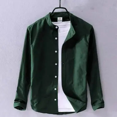 Picture of Men's Solid Colour Ban color Shirt  (green)