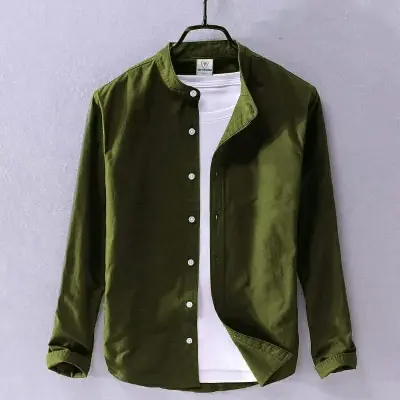 Picture of Men's Solid Colour Ban color Shirt  (olive)