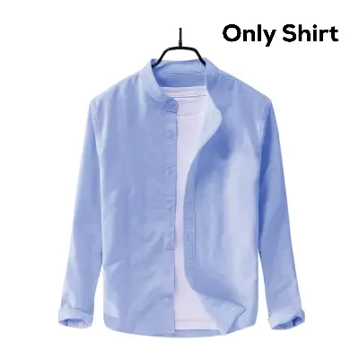 Picture of Men's Solid Colour Ban color Shirt  (sky)