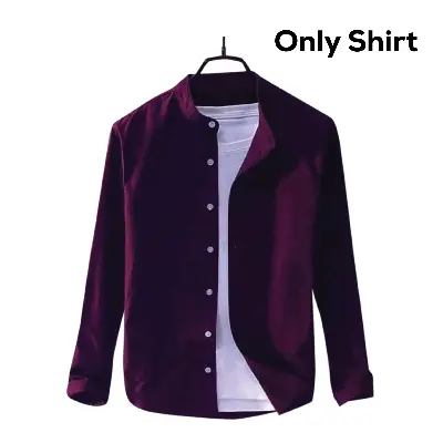 Picture of Men's Solid Colour Ban color Shirt  (purple)
