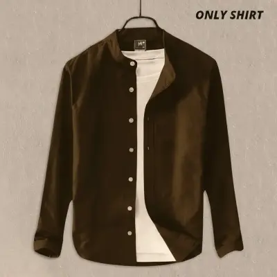 Picture of Men's Solid Colour  Ban color Shirt  ( deep Sepia )