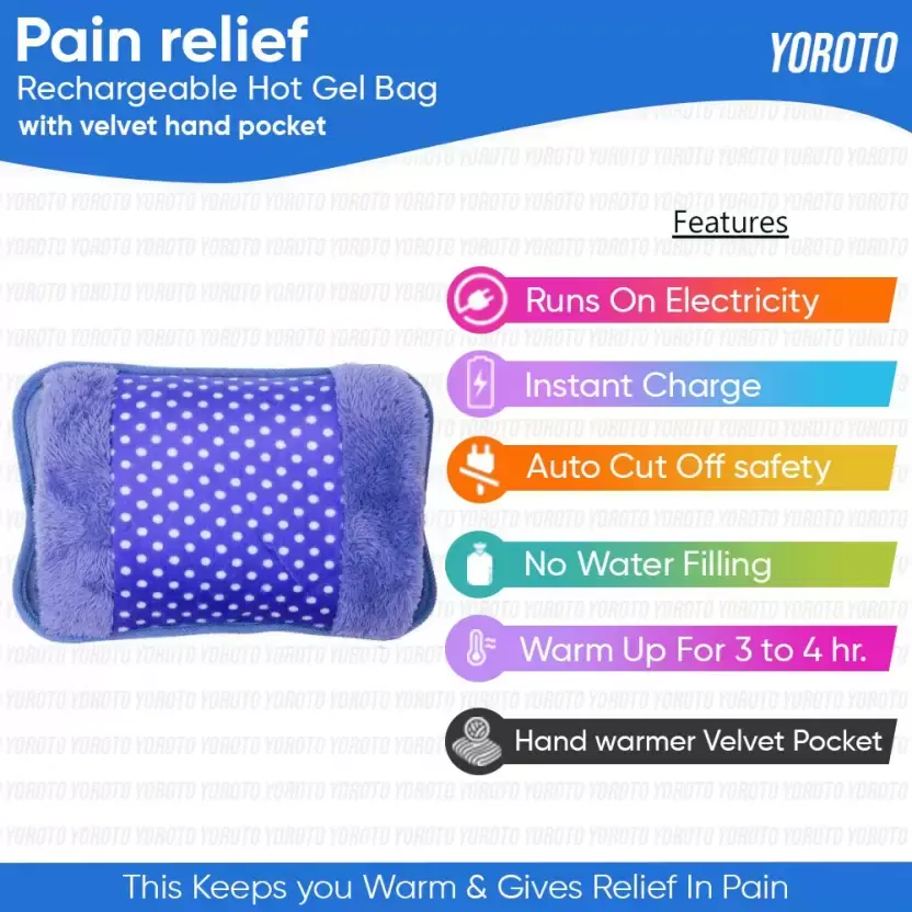 Picture of Electric Hot Water Bag Pain Remover - Multicolour - Hot Water Bag