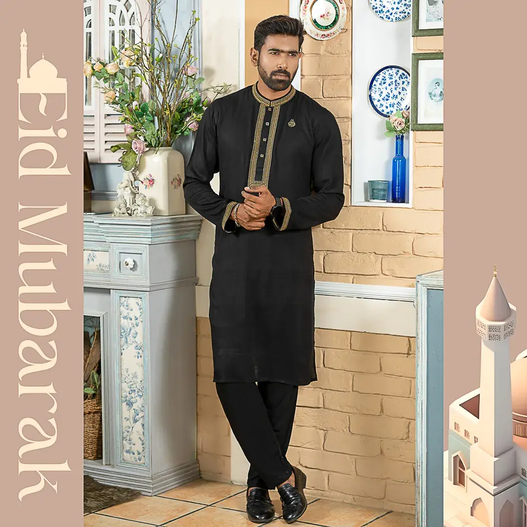 Picture of Premium Quality Panjabi Pajama Set (Black)