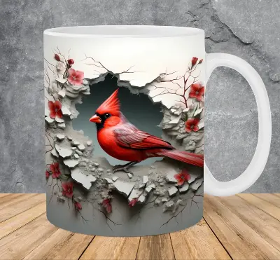 Picture of 3D Bird Hole In A Wall Design Mug
