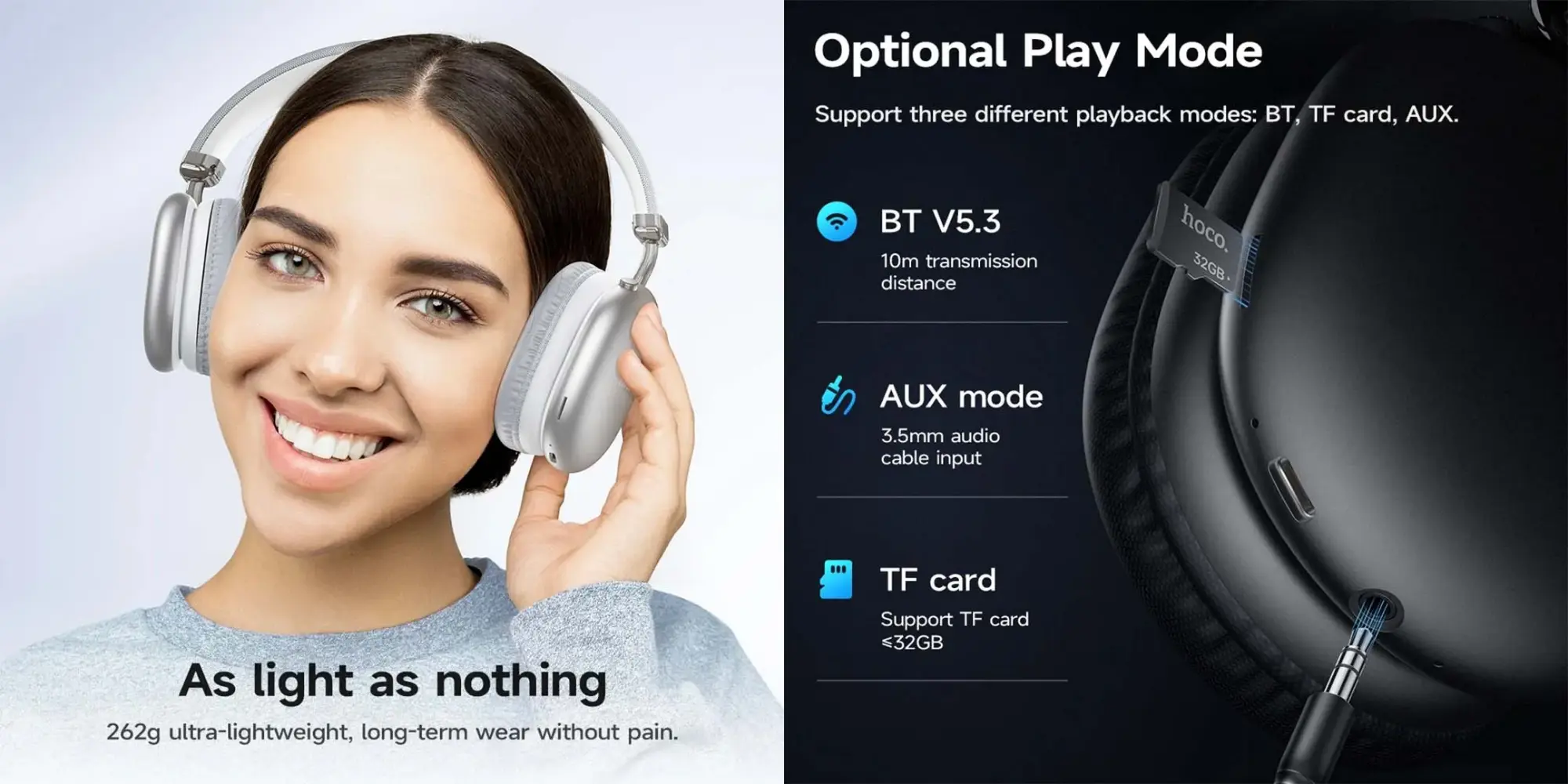 Picture of HOCO W35 Max Wireless Bluetooth Headphones (45h)