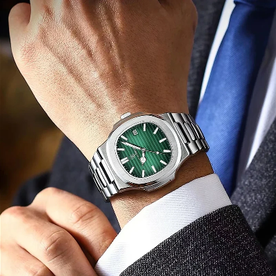 Picture of Poedagar 613 Luxury Stainless Steel Strap Watch (Green Dial)