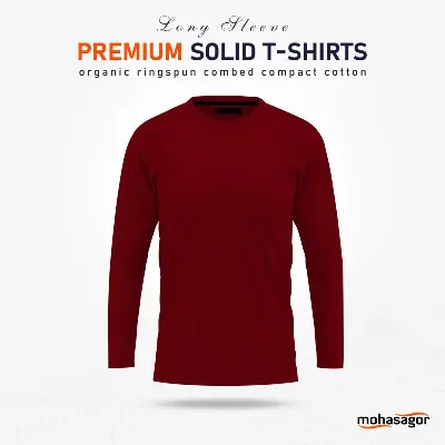 Picture of Men's Full Sleeve Solid T-Shirt- Maroon